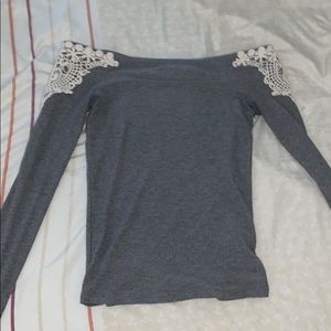 Grey tight off the shoulder long sleeve
